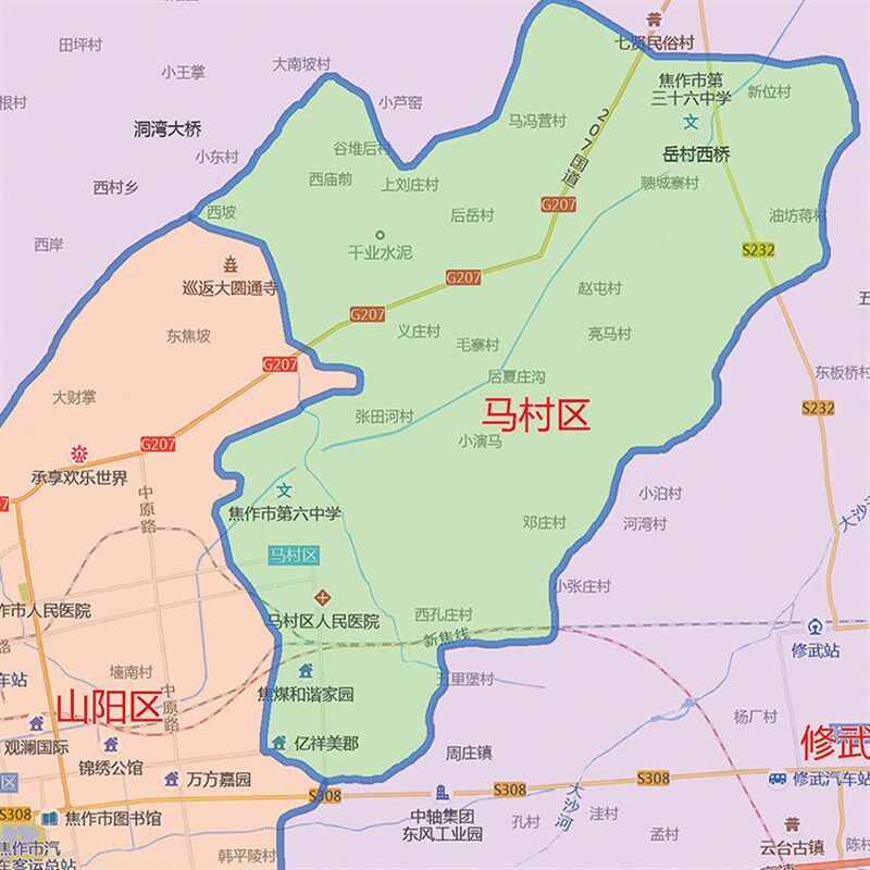 2024新款焦作市区划图地图办公室挂图超大高清防水墙贴装饰画定制