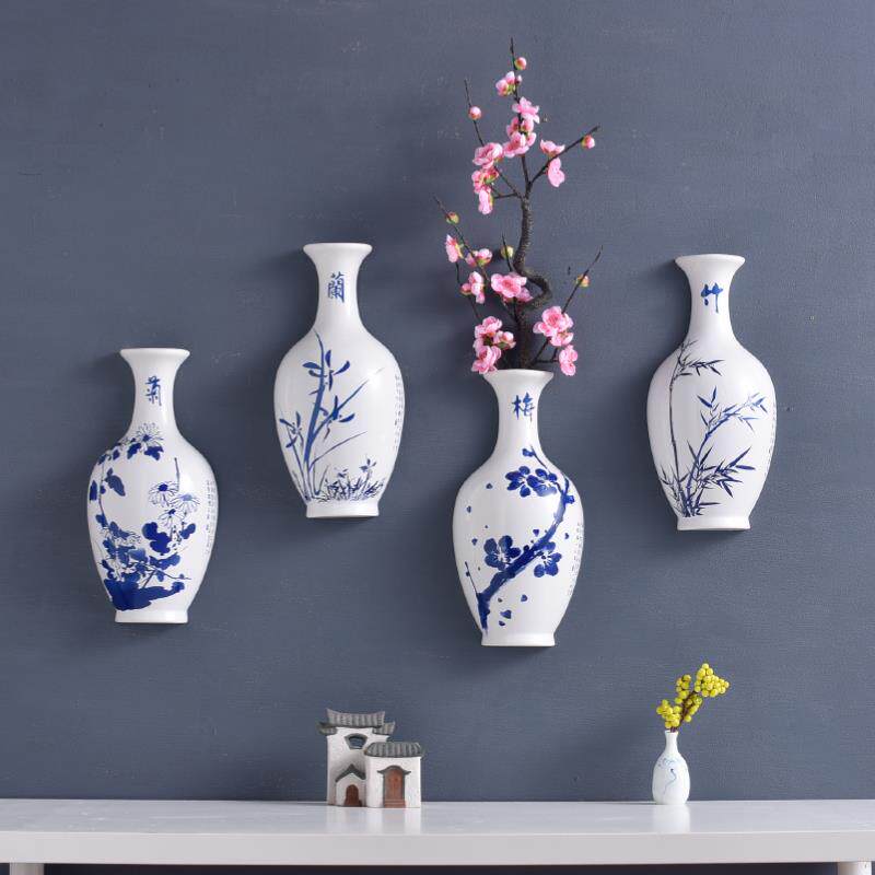 家居墙面装饰挂件壁挂花瓶客厅墙上陶瓷入户挂花盆中国风装饰品
