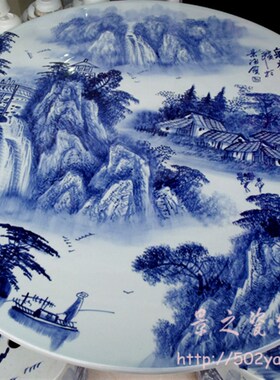 景之瓷缘 景德镇陶瓷器手绘青花瓷园林户外石凳子石桌子 山水乡韵