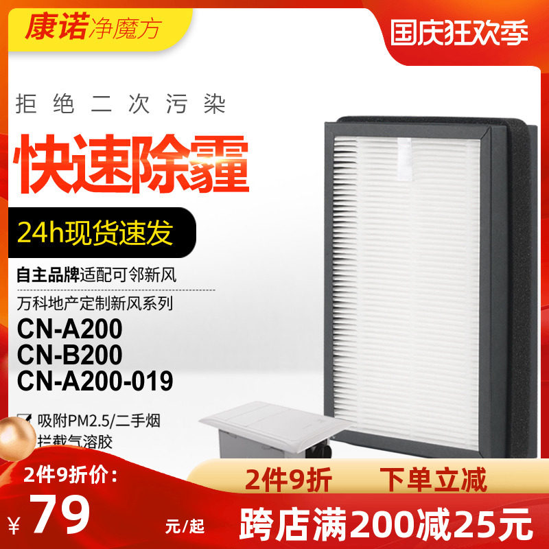 适配可邻/万科地产定制款新风机A200-019/B200过滤网高效滤芯