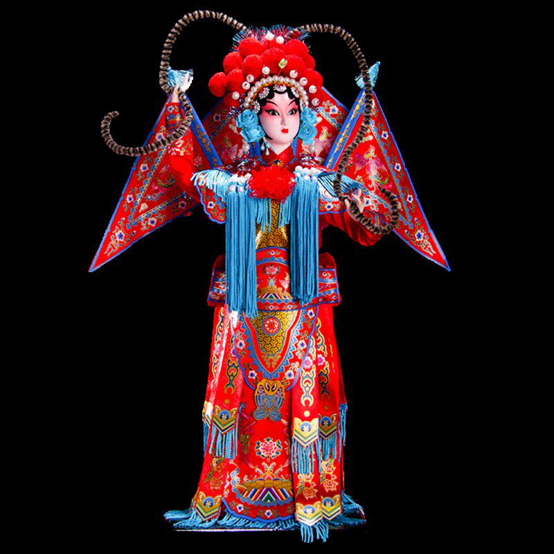 大号北京唐人坊绢人京剧脸谱人物摆件旅游纪念品人偶娃娃特色礼品