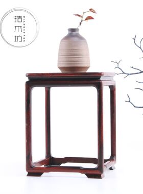 红酸枝高低明式博古架 木雕工艺品展示架多宝格花盆景花架底座