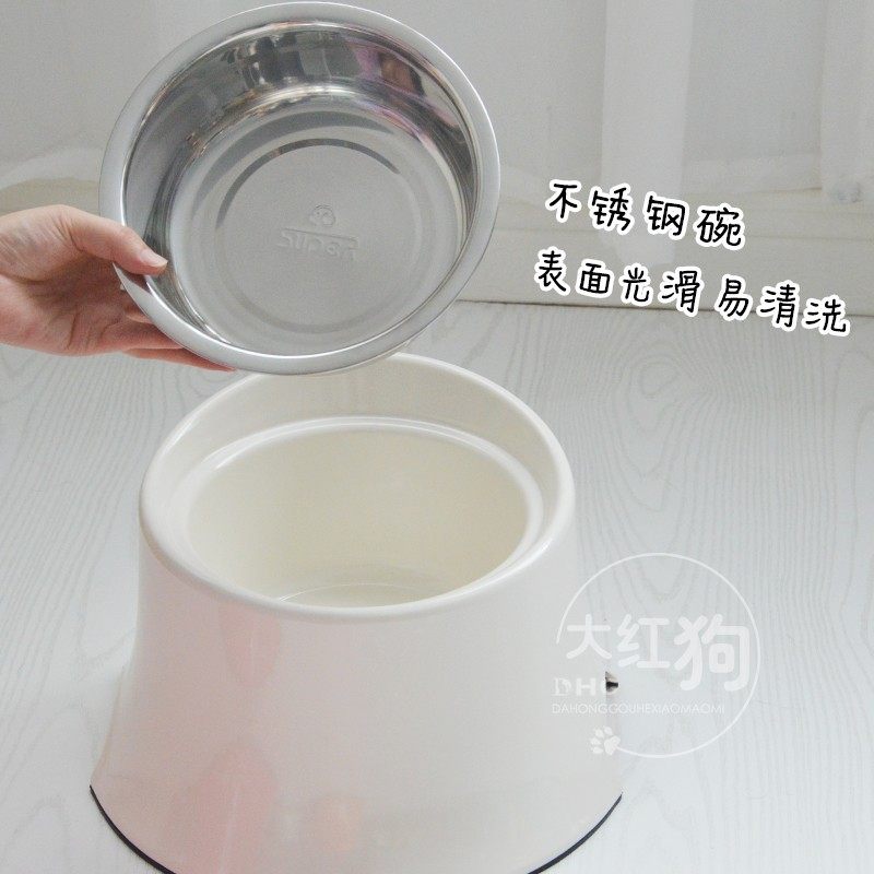 Super休普狗碗宠物斜口高脚碗柴犬碗萨摩食盆斜面碗架泰迪餐桌