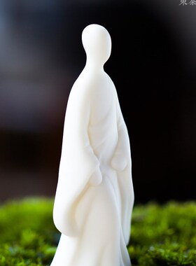 禅意无相佛中国白瓷摆件家居装饰陶瓷人物盆景造景工艺品袖珍茶宠