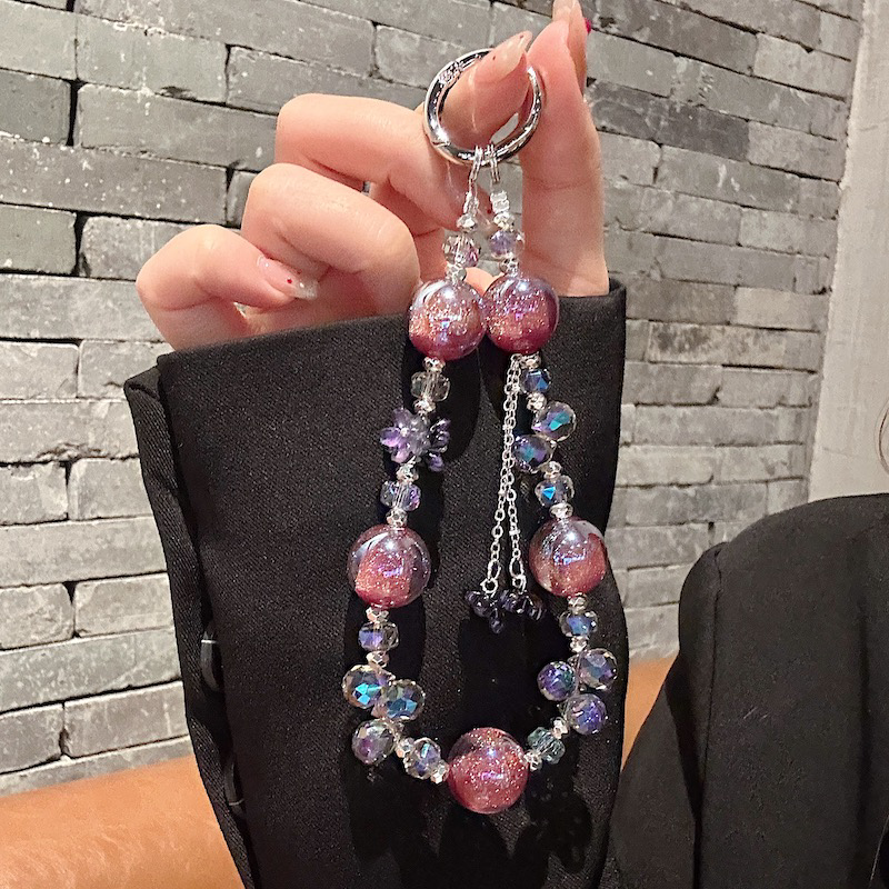 手机链挂绳短款时尚高端水晶串珠手链钥匙壳结实挂链