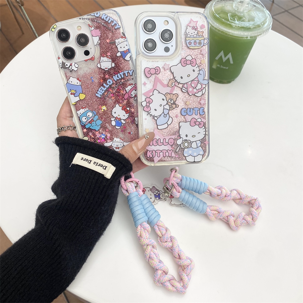 For iphone15 16 卡通KT猫全包流沙TPU+PC保护套 苹果17 pro max 手机壳图片