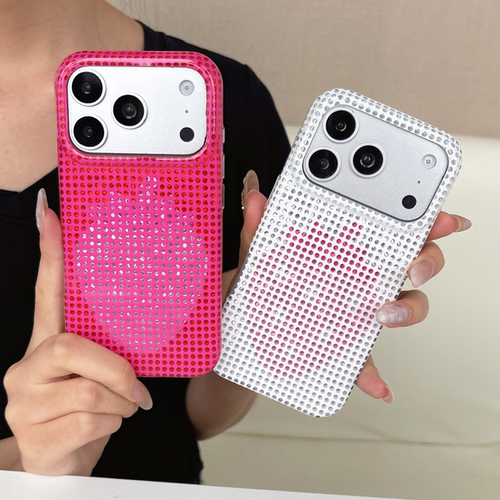 高颜值网格爆闪颗粒感防滑适用苹果18promax手机壳iphone17pro大孔16轻薄百搭15防摔草莓星星格散热防指纹