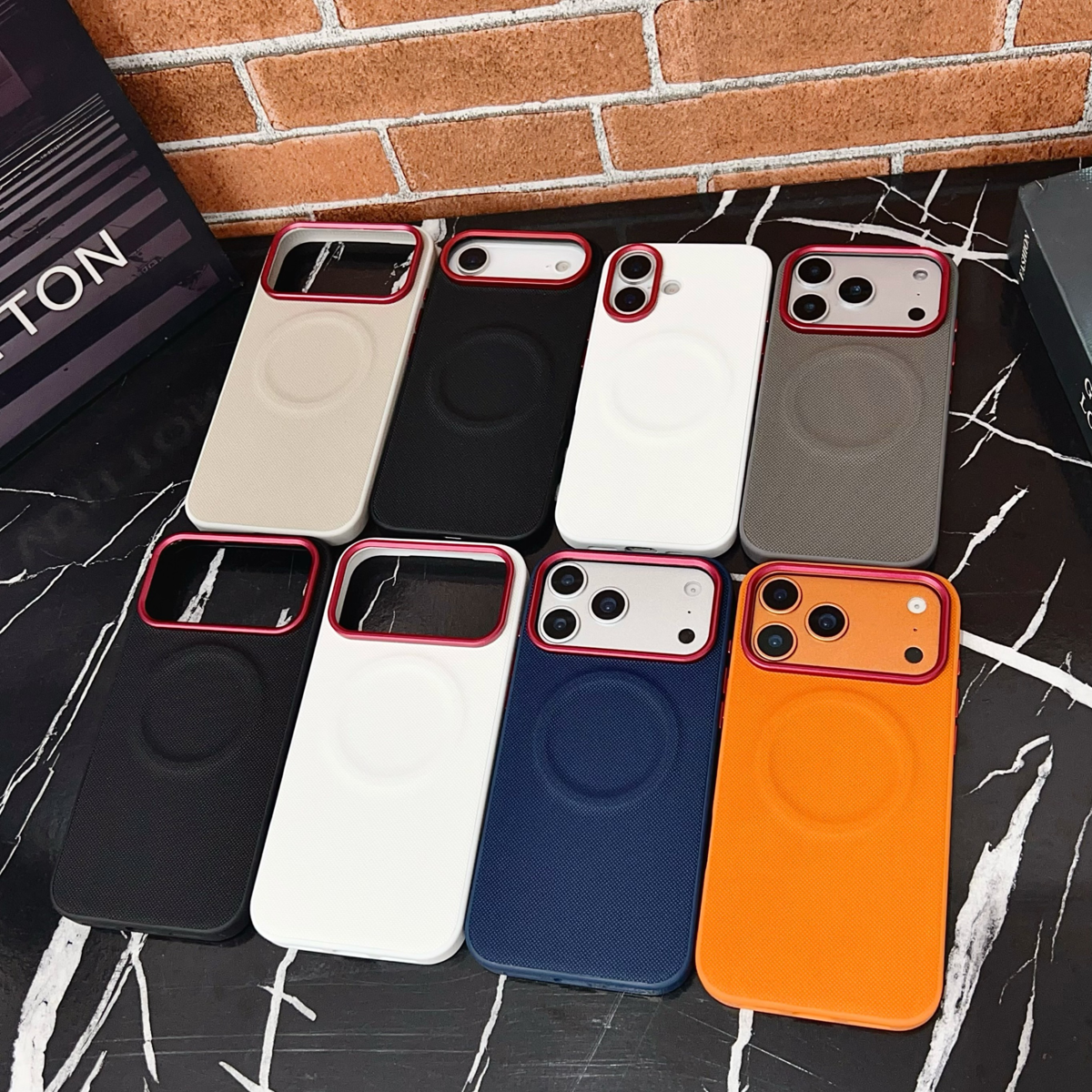 适用于苹果17手机壳商务奢华皮纹壳iphone17Pro磨砂软边素皮壳iphone17Air金属按键轻薄时尚磁吸壳iphone17Pr