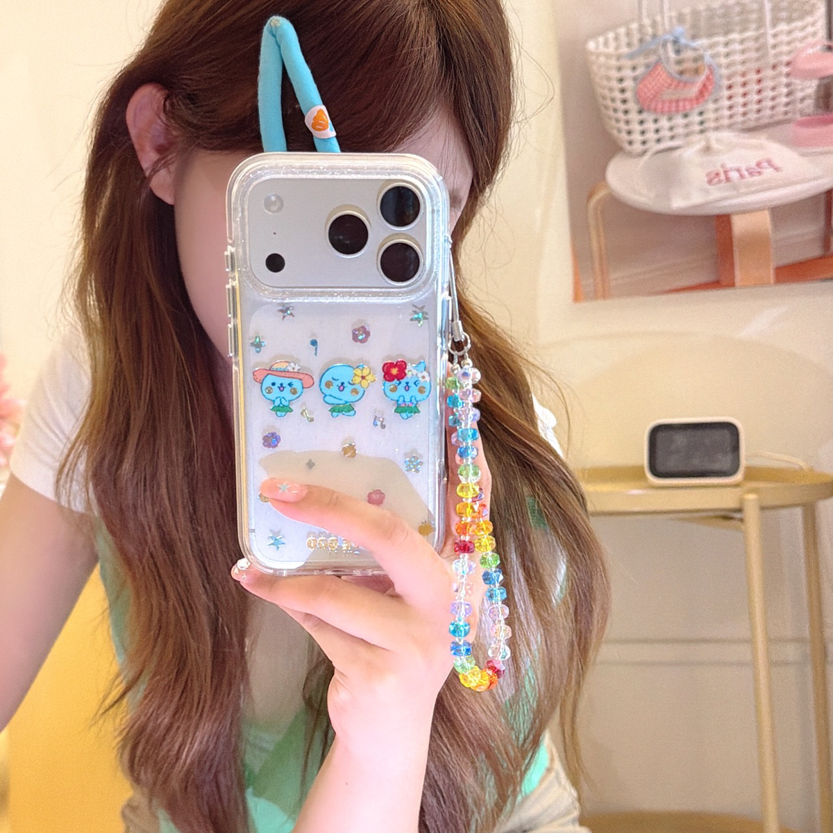 ins夏威夷三个酷儿适用于苹果17ProMax手机壳iPhone16Pro小众少女心15简约14小清新卡通13可爱手链保护套