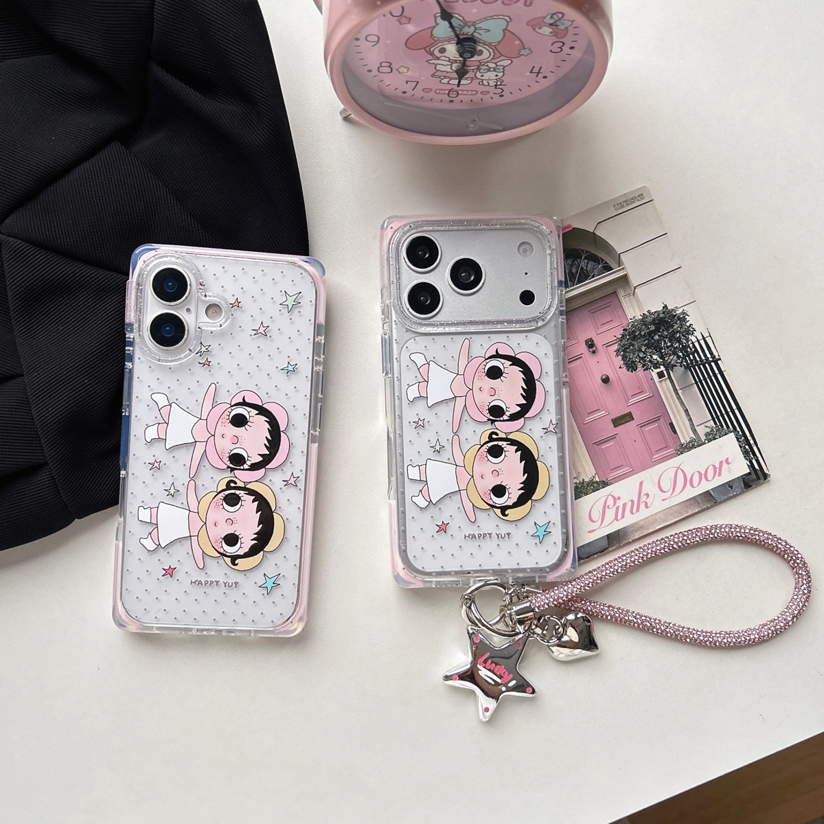 方形花朵牵手小玉适用苹果15时尚手机壳苹果15pro爆款手机壳新款17系列可爱粉嫩少女心手机保护壳