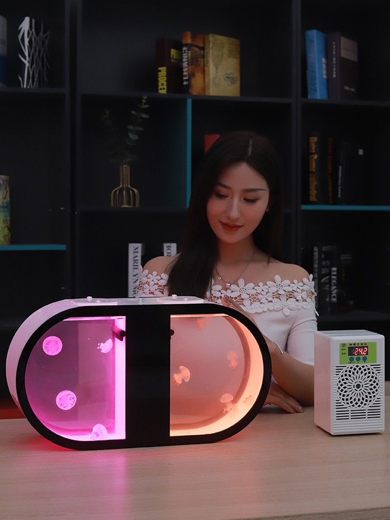 水族箱活体海月赤月水母缸大西洋养殖缸双圈专业水母缸桌面鱼缸