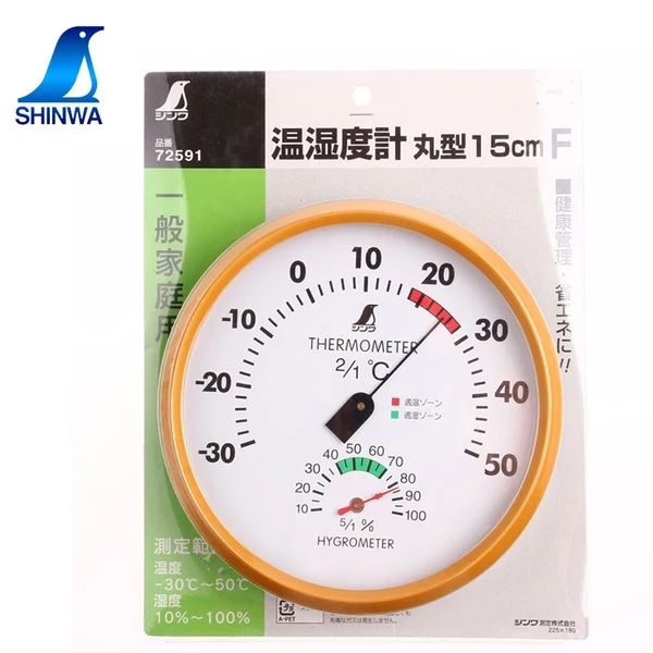 日本企鹅SHINWA亲和家温度计指针挂式温湿度计72591 72605 15cm