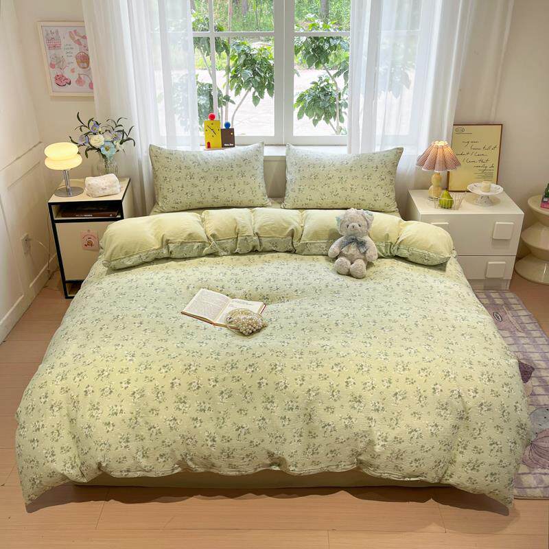 纯棉四件套双人全棉被套床单1.2m1.5m1.8床上用品学生宿舍四件套