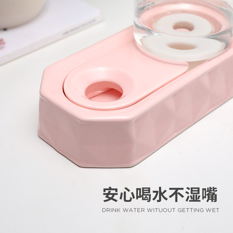 宠物不湿嘴水壶成幼猫咪自动饮水机器狗陶瓷水碗玻璃水盆不湿下巴