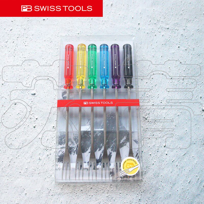 瑞士原装PB SWISS TOOLS 奶酪火锅叉套装PB 4040.SET PET透明盒子