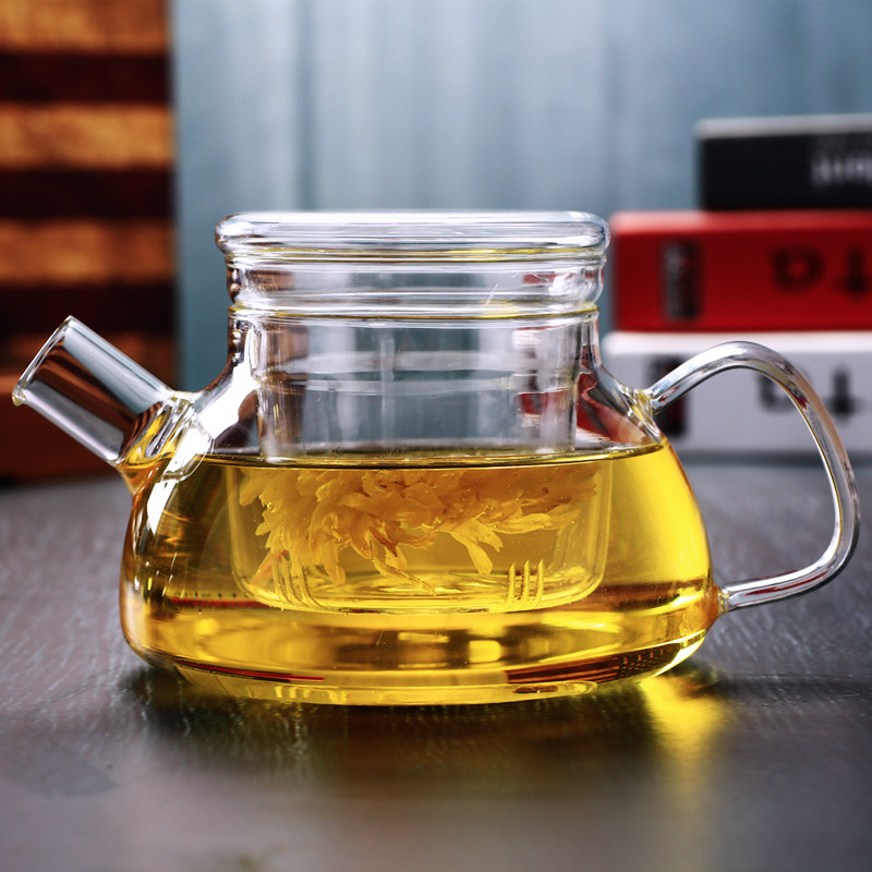 黛米耐高温玻璃茶壶北欧壶短嘴壶透明过滤内胆花茶壶简约茶具加厚