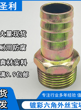 铁镀彩外丝直通宝塔管接头水管软管皮管咀接头1分2分3分4分6分1寸