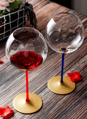 手工一体大容量勃艮第葡萄酒高脚杯红杆红酒杯欧式sensory感官杯