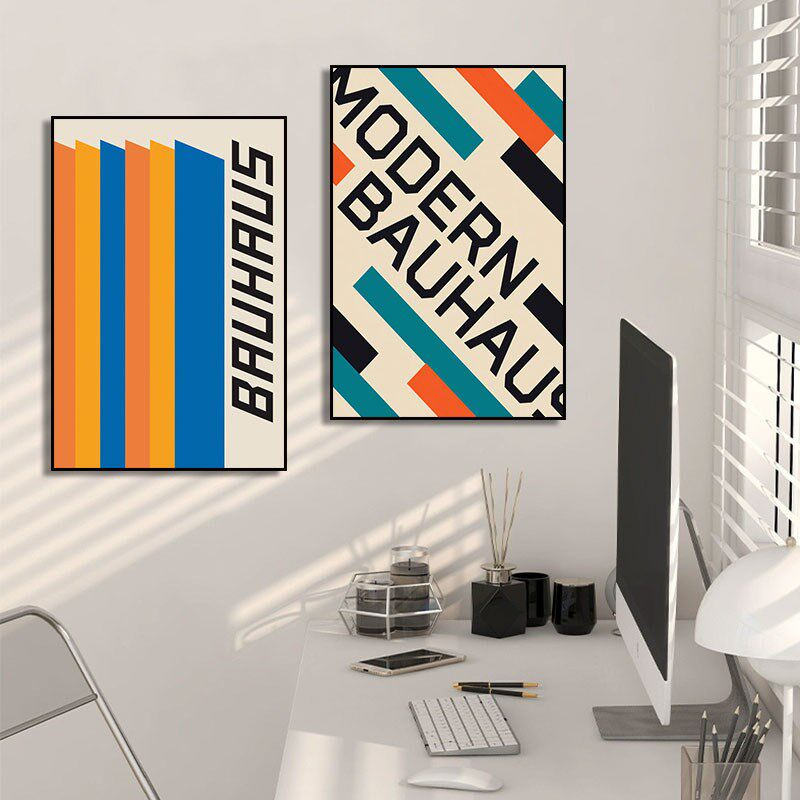 Bauhaus包豪斯绘画抽象几何色块图案装饰画波普风艺术设计师挂画