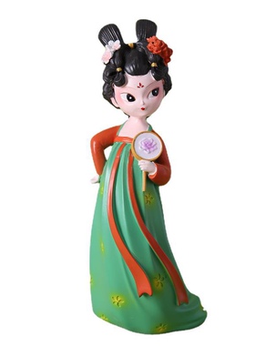 国潮古风唐宫夜宴侍女摆件少女新汉服公仔女生书房客厅装饰工艺品