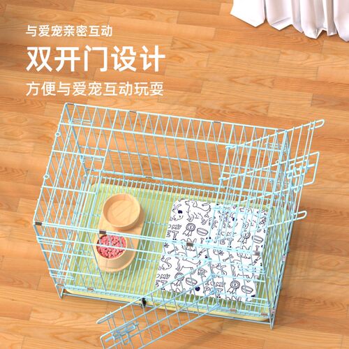 加粗折叠狗笼宠物笼子中小型犬泰迪萨摩耶防锈带厕所家用猫兔笼子
