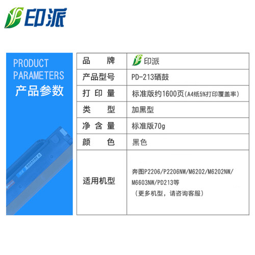 适用PD-213奔图P2206硒鼓P2206NW M6202打印机M6202NW墨盒M6603NW
