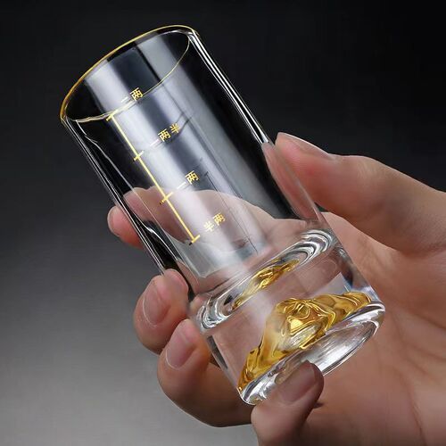 金山二两白酒杯定制刻字印logo100毫升刻度水晶小酒杯高档家用杯