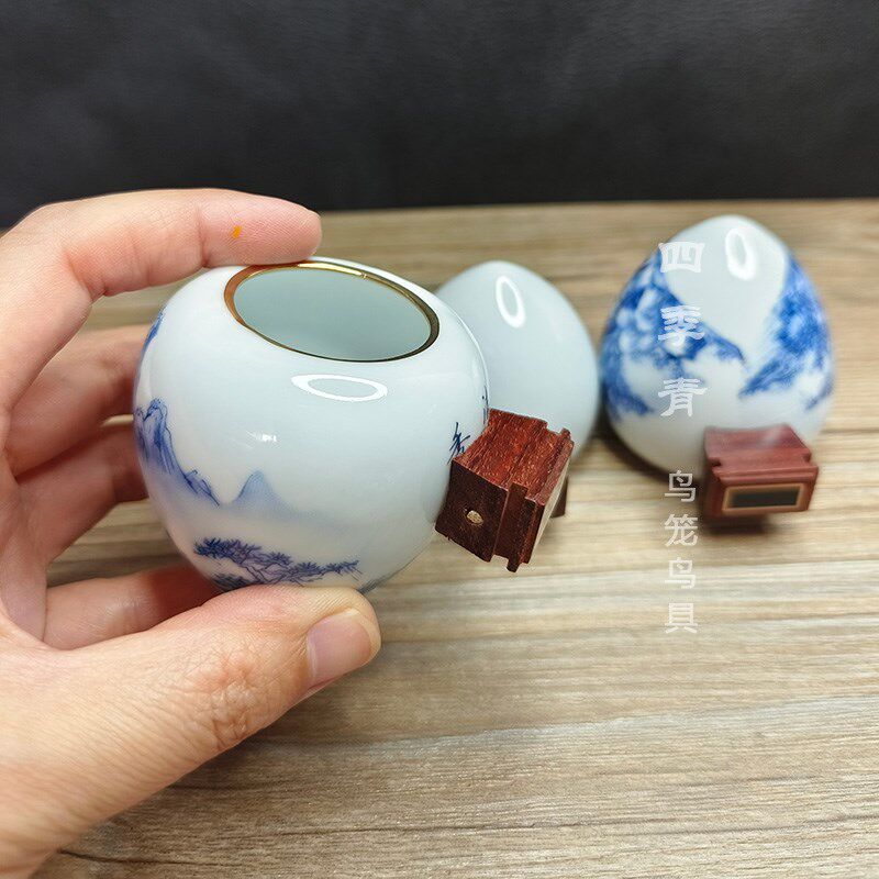 金口平肩杯防撒食撒水防甩食画眉杯鸟食罐鸡心杯鸟食缸鸟食杯广笼