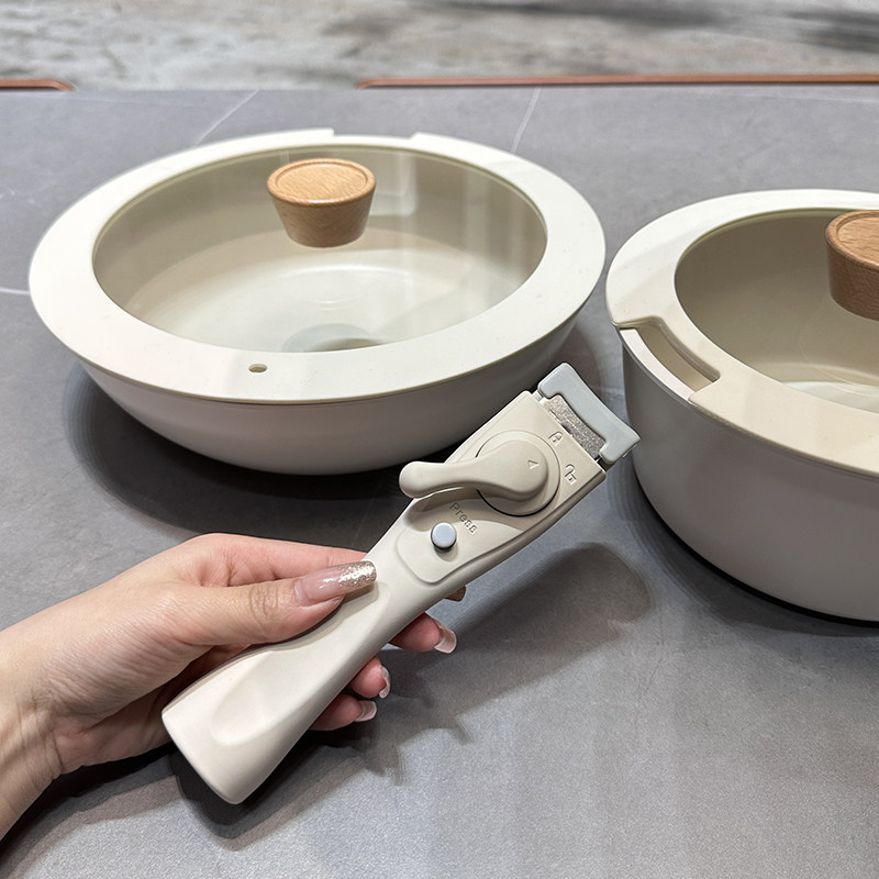 可拆卸手柄锅炒锅不粘锅把手套装煎锅锅具家用平底锅麦饭石小奶锅