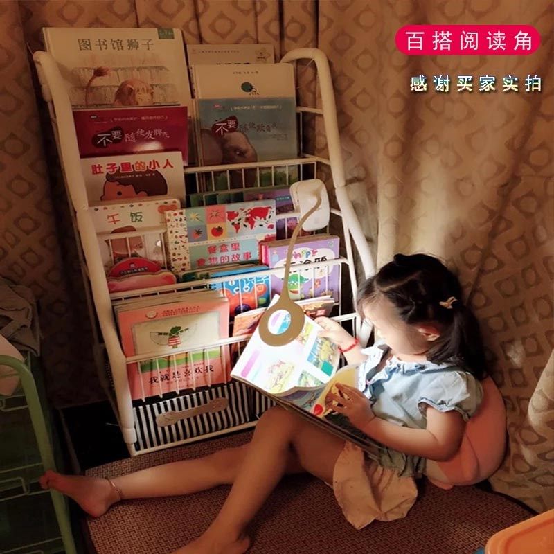 书架儿童 铁艺书架 幼儿绘本展示落地多功能置物架书香益家SX008
