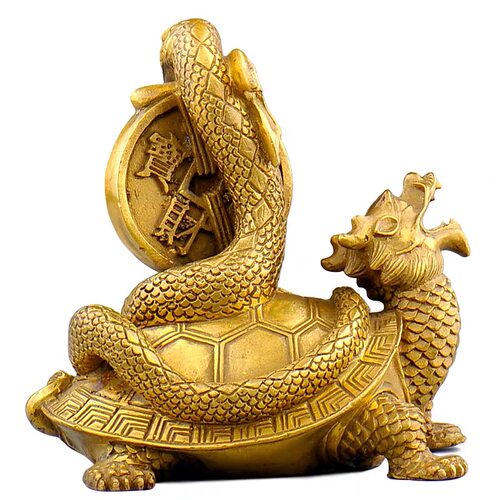 纯铜龙龟玄武摆件 明清古典风格桌面摆设 玄关客厅装饰送礼祝福