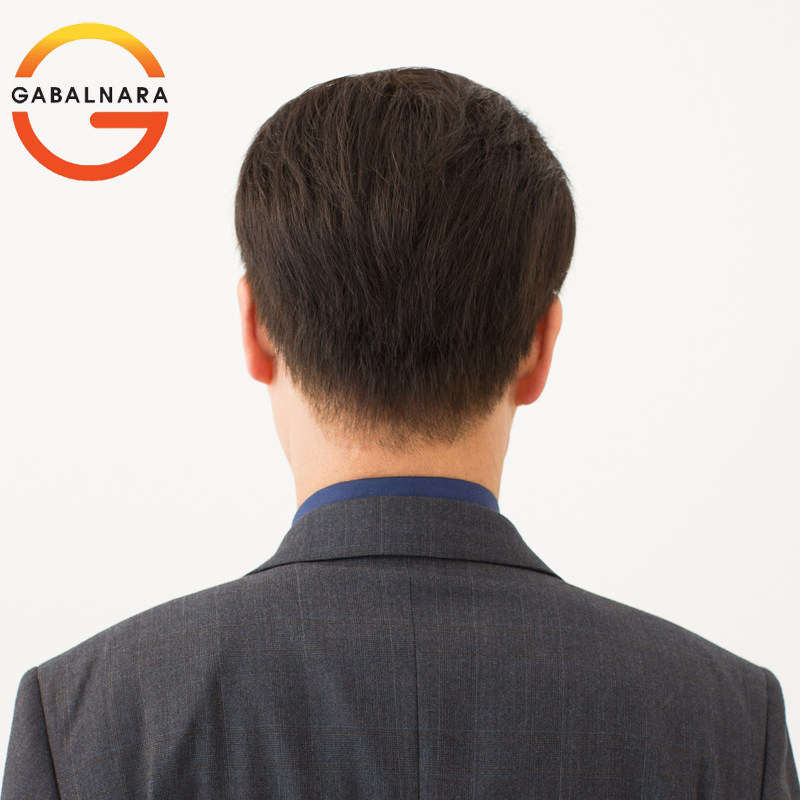 中老年男士假发真发短发遮白发脱发老人发套 全真人发丝花白直发