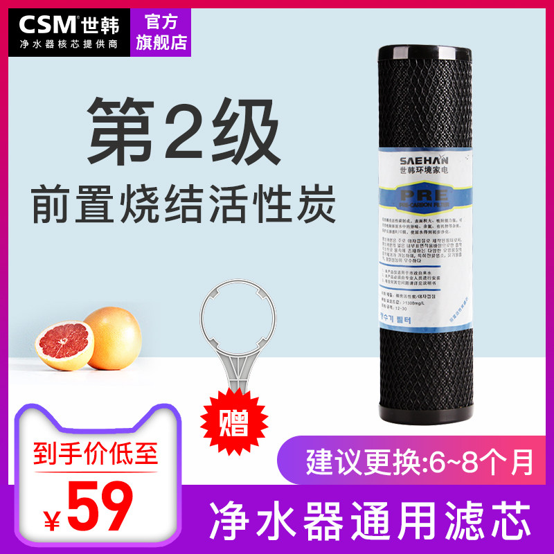 世韩纯净水机通用10寸滤芯家用净水器前置CTO碳棒烧结活性炭滤芯