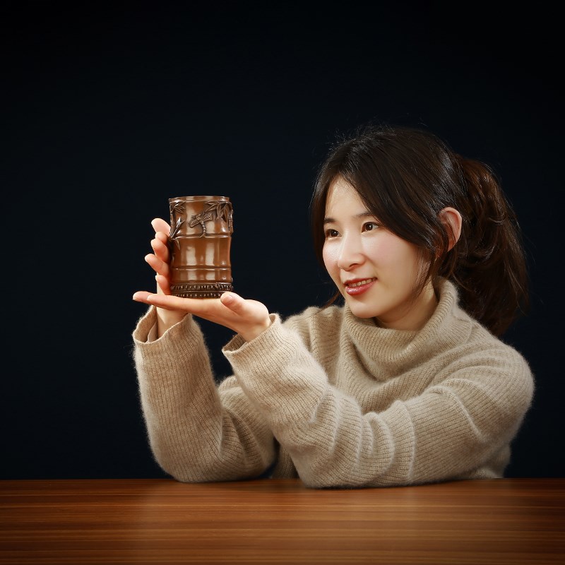 铜欣祥 紫铜笔筒书房摆件知了蝉笔筒教师节礼物家居饰品送长辈