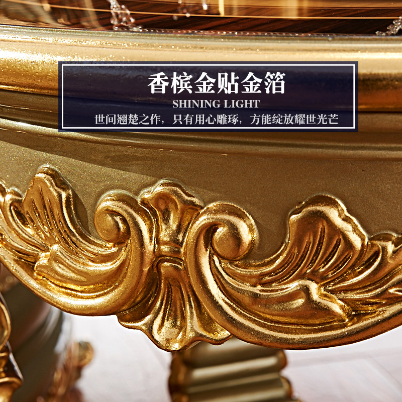 欧式角几 香槟金色全实木雕花贴金箔方几 别墅高档沙发边桌圆几