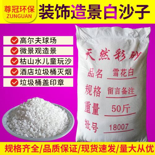 50斤白沙石英砂酒店垃圾桶烟灰缸灭烟白色细沙子白石子白色造景沙