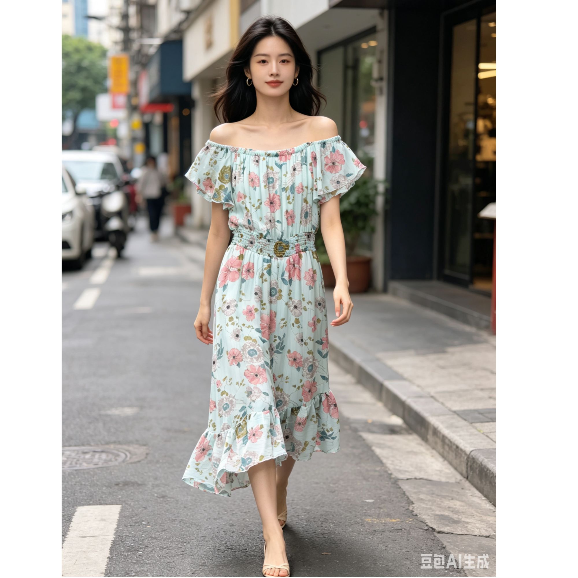 70013220 拉家时尚收腰显瘦休闲淑女连衣裙