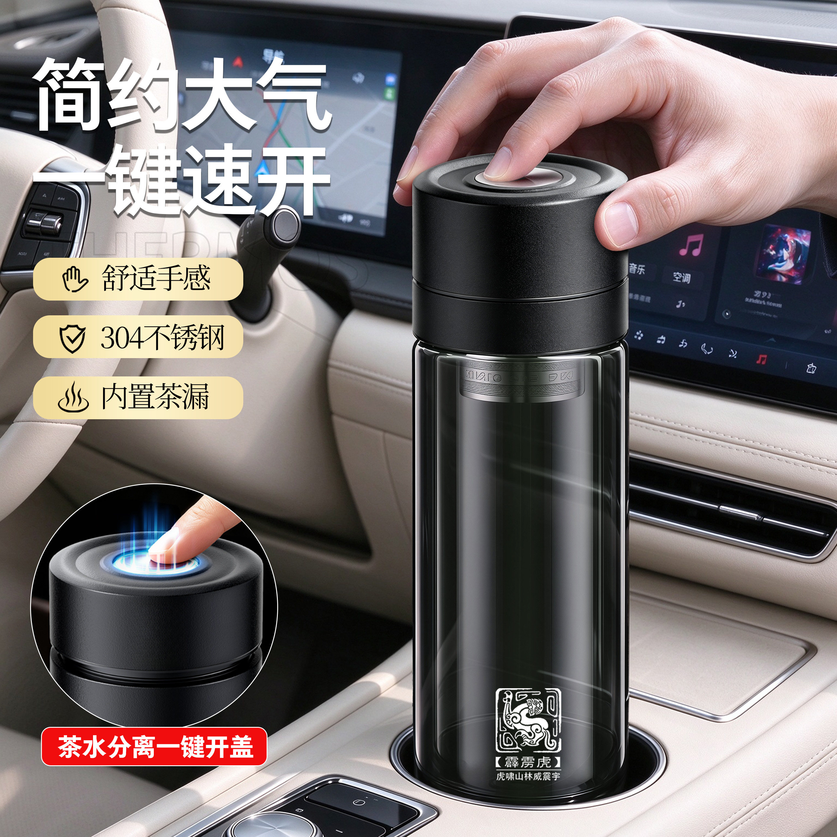 全新升级一键速开玻璃杯商务办公
