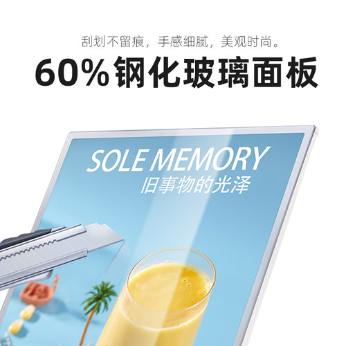 挂墙式钢化玻璃LED灯箱 超薄抽画可客制化广告招牌 高亮发光菜单