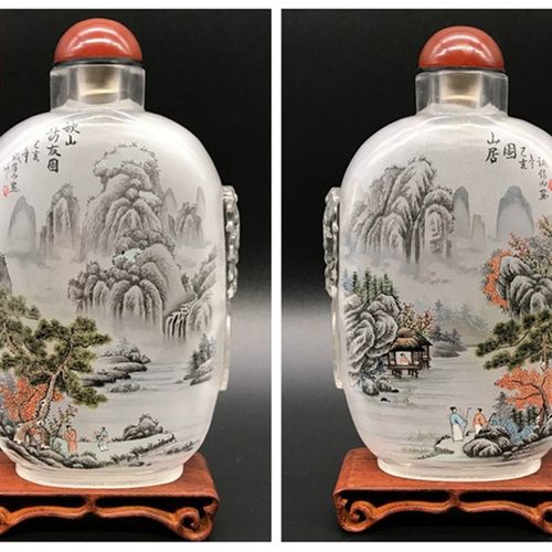 诚信内画鼻烟壶水晶雕刻兽头纯手绘收藏家居摆件商务手工工艺礼品