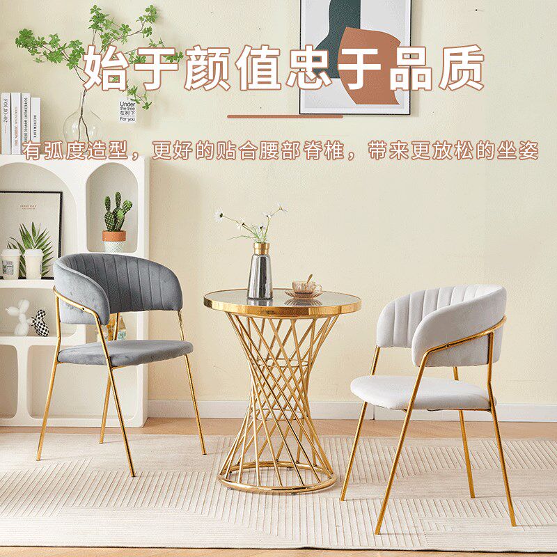 轻奢网红休闲靠背甜品奶茶店咖啡厅美甲服装店美容院影楼餐椅洽谈