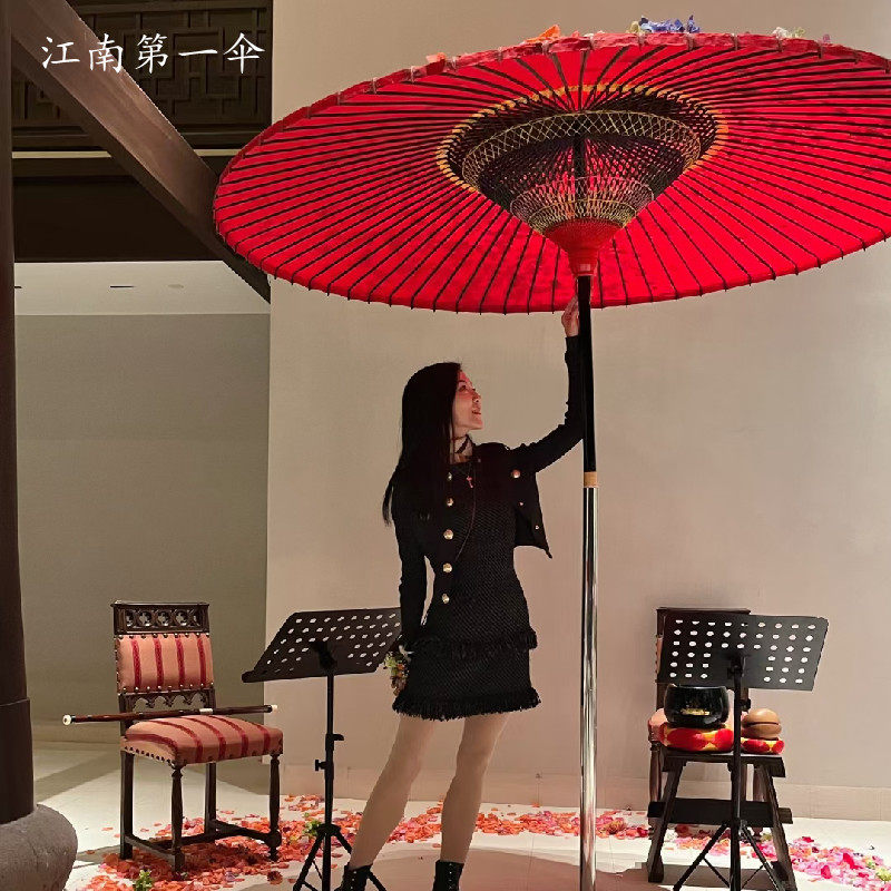 大红野立伞婚纱古风摄影舞台道具日式工艺伞庭院油纸伞茶道伞