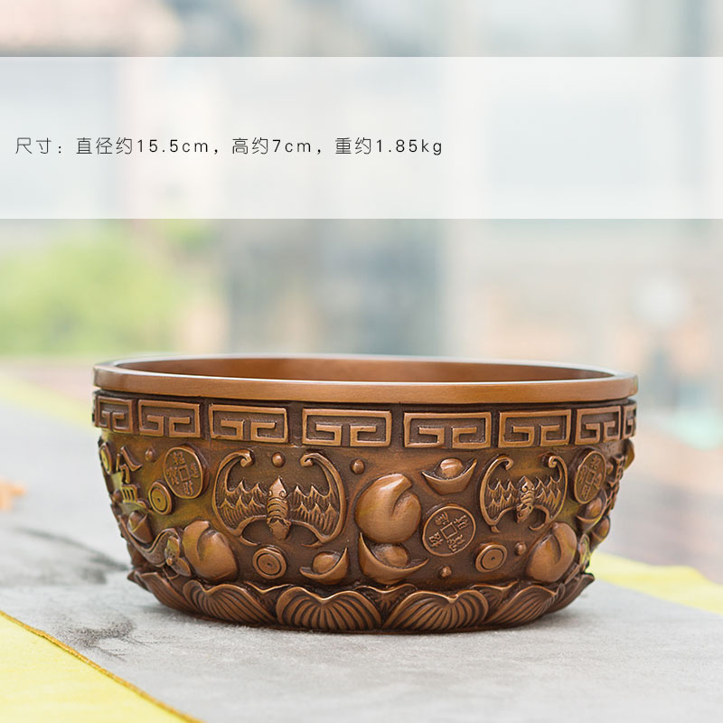 紫铜聚宝盆摆件 储钱存钱罐 客厅装饰品电视柜办公桌家居礼品摆设