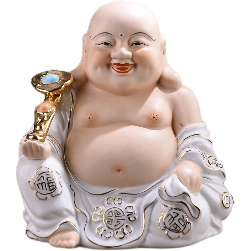 陶瓷大号弥勒佛佛像摆件客厅家居招财大肚笑佛供奉摆设工艺品瓷器