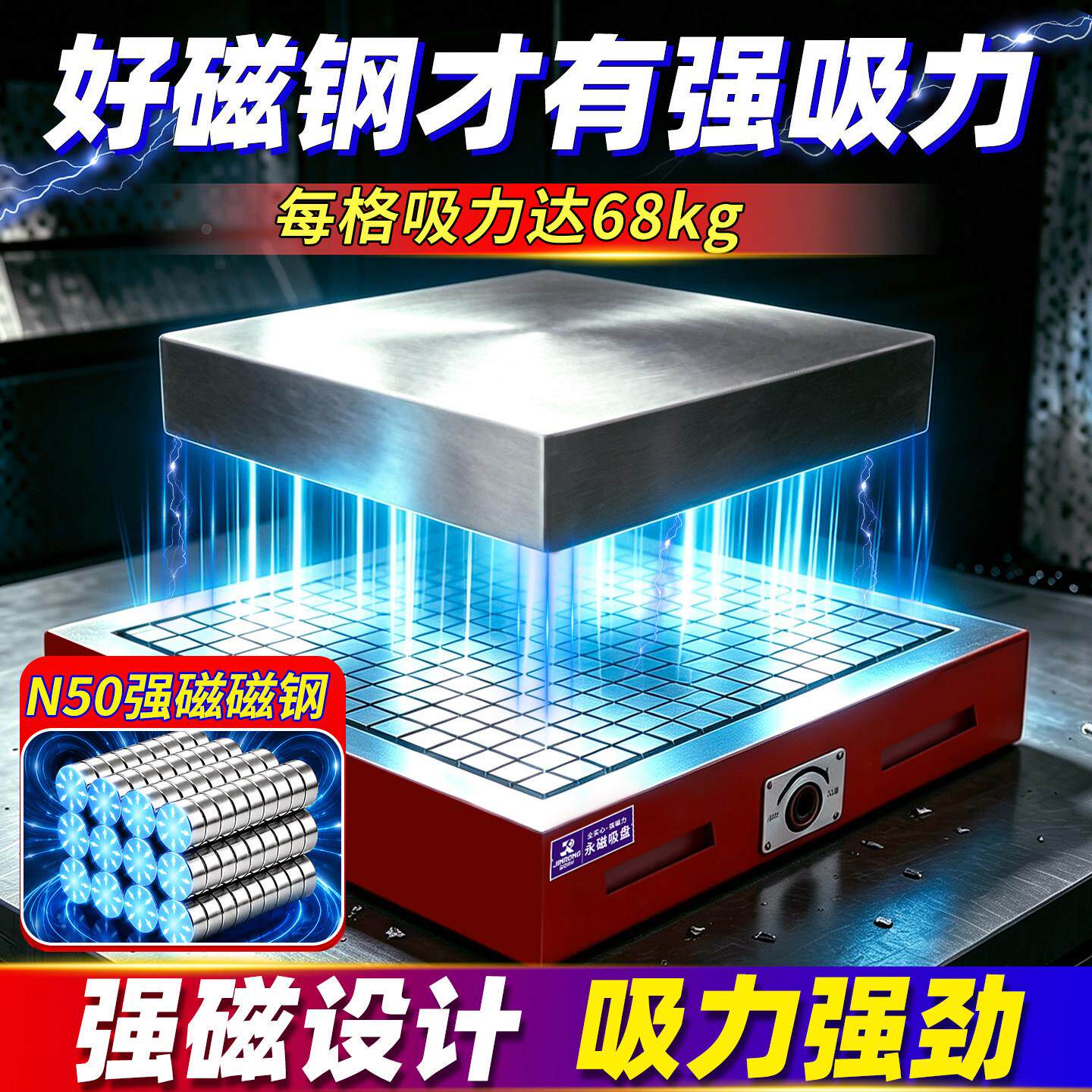 门金镕永磁吸盘CNC磁盘永吸电脑锣数控龙铣盘床加工中心方格超强
