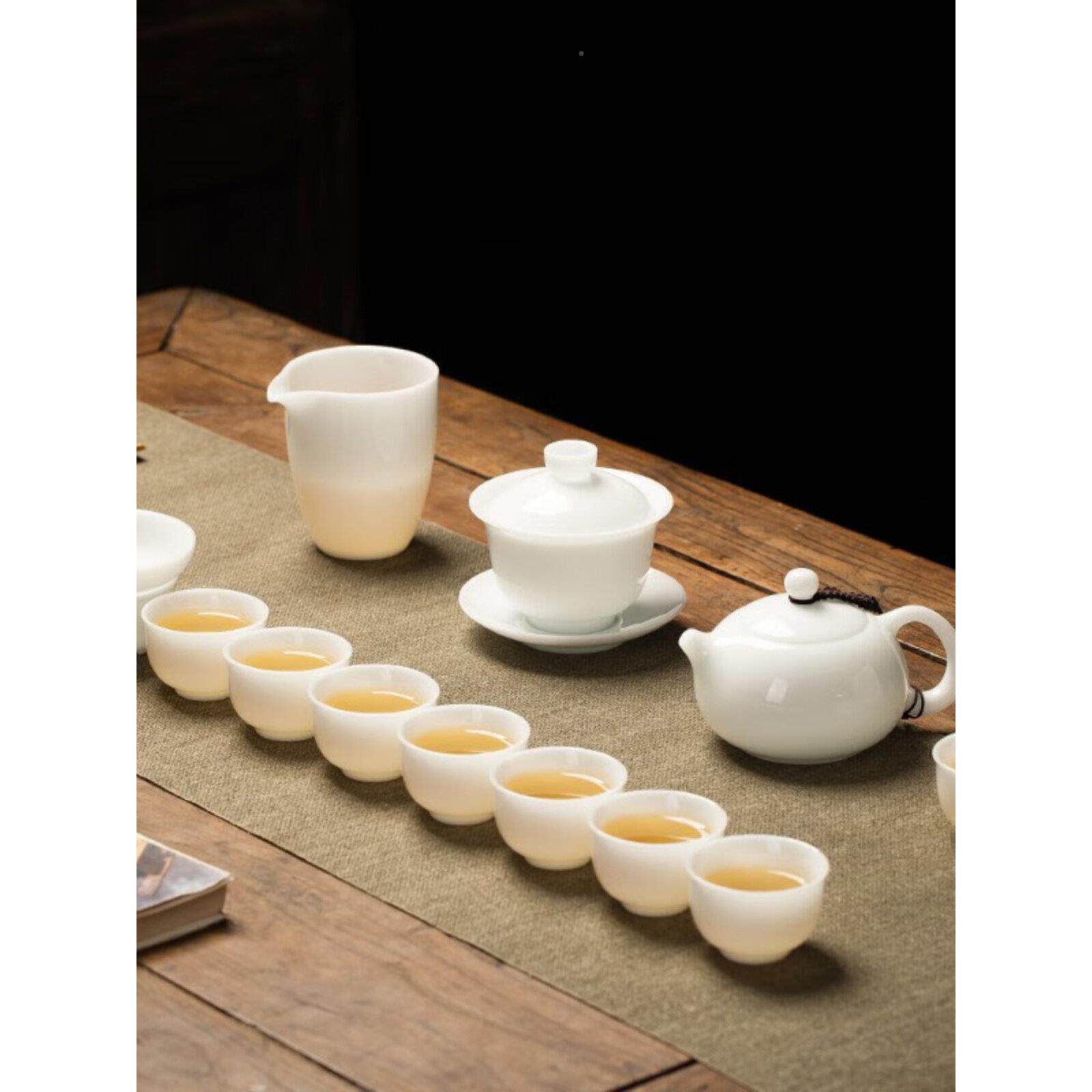 金镶温文杰瓷手工冰玉功夫茶具套装种送长玉辈领导LQD开业商用礼