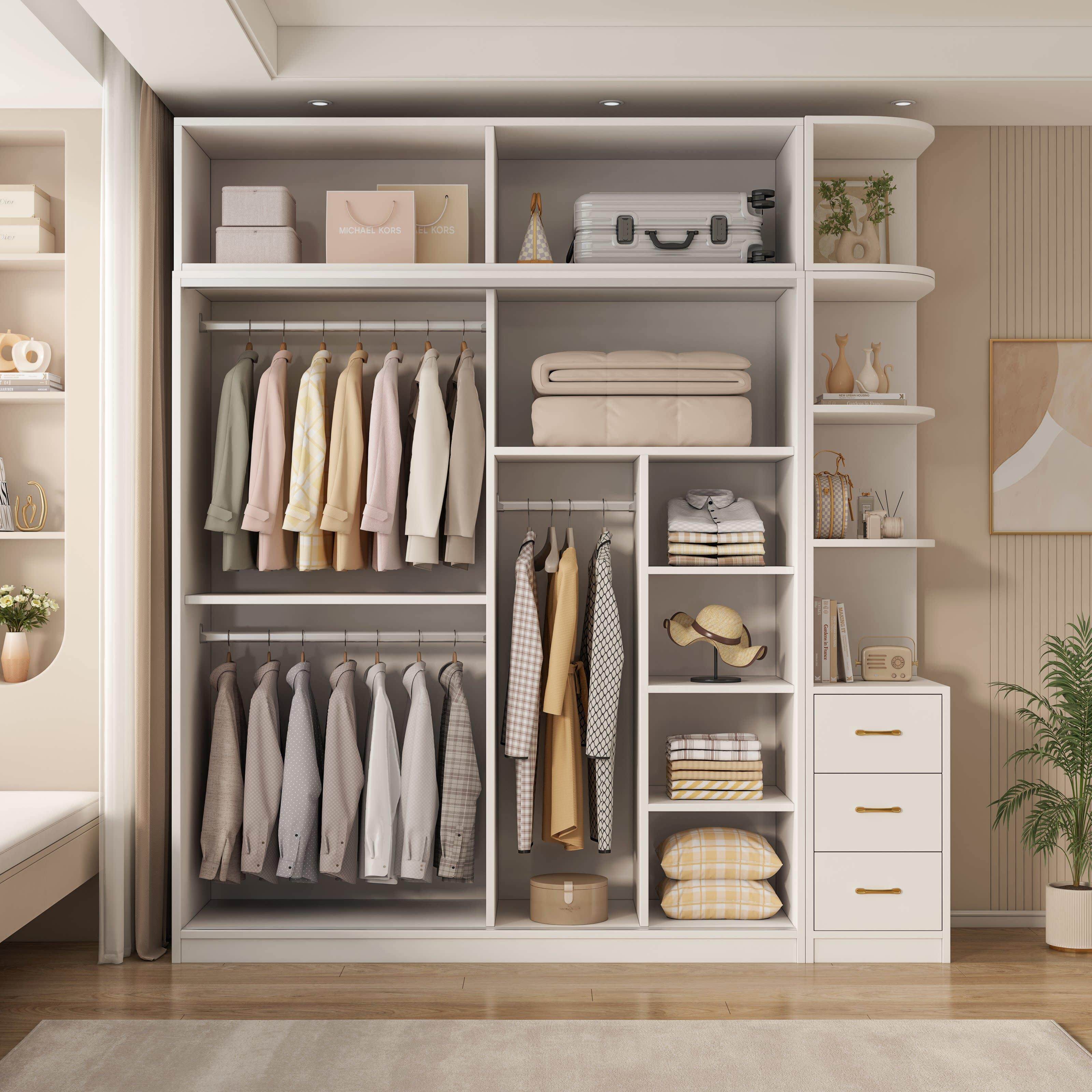 实9662233木衣柜家用室油风储物收纳大衣橱分段式卧奶免拉手2爆02