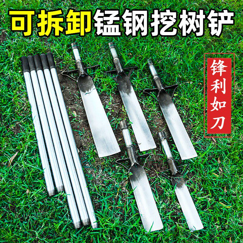 可拆卸挖树铲子铁锹锰钢洛阳铲挖土神器挖桩坑沟洞树根起苗专用锹
