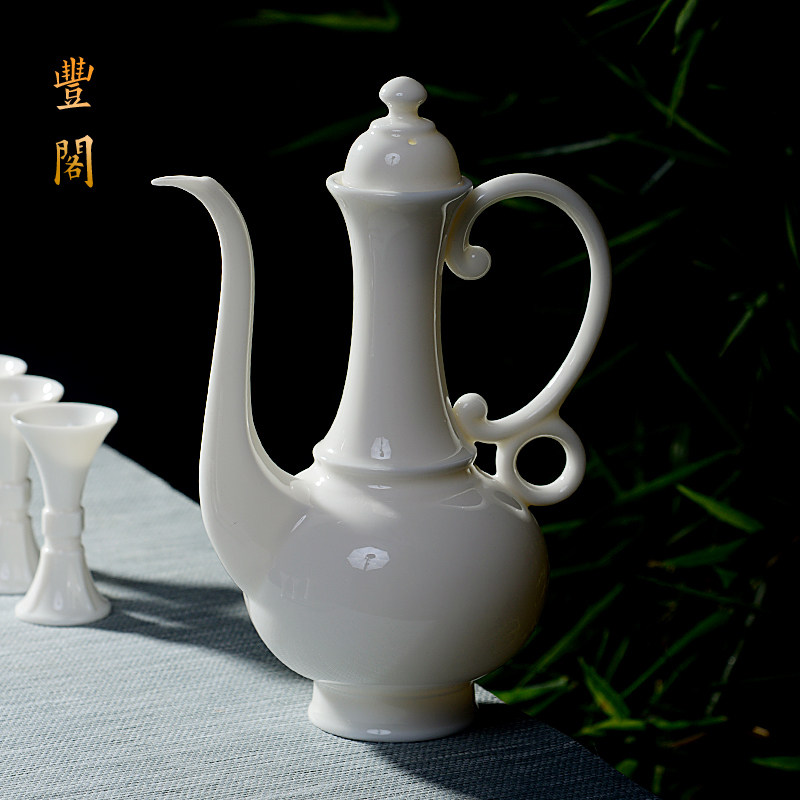 高白瓷酒壶骨瓷酒具套装羊脂玉宫廷风陶瓷分酒器空酒瓶仿古白酒壶