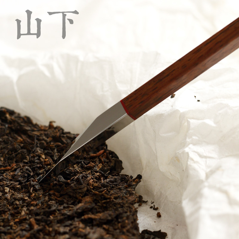 普洱茶刀纯手工复古实木开砖茶撬茶锥不锈钢茶针花梨檀木开黑茶刀